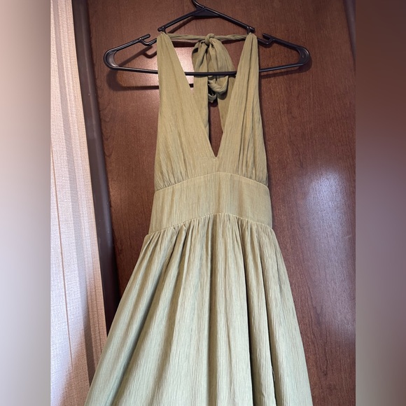Abercrombie and Fitch Halter Maxi Dress Olive Green XXS - Picture 3 of 7
